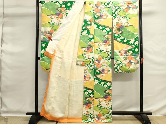 平和屋着物■豪華振袖 流水花文 金彩 正絹 逸品 DABG6728cd