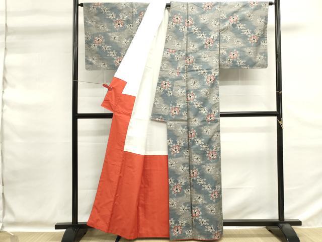 平和屋着物■上質な紬 草花文 正絹 逸品 DABG6748cd