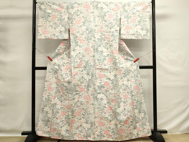 平和屋着物■上質な紬 草花文 正絹 逸品 DABG6791cd