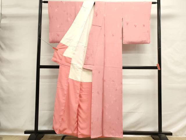 平和屋着物■上質な色無地 草葉地紋 紅梅色 正絹 逸品 DABG6803cd