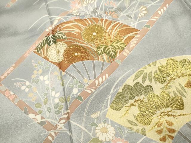 平和屋着物■訪問着 駒刺繍 扇面花文 暈し染め 金彩 正絹 逸品 DABG6823cd