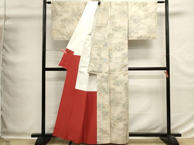 平和屋着物■上質な紬 枝花文 正絹 逸品 DABG6826cd