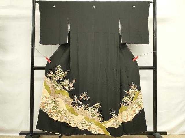 平和屋着物■豪華黒留袖 枝松文 金彩 正絹 逸品 DABG6855cd