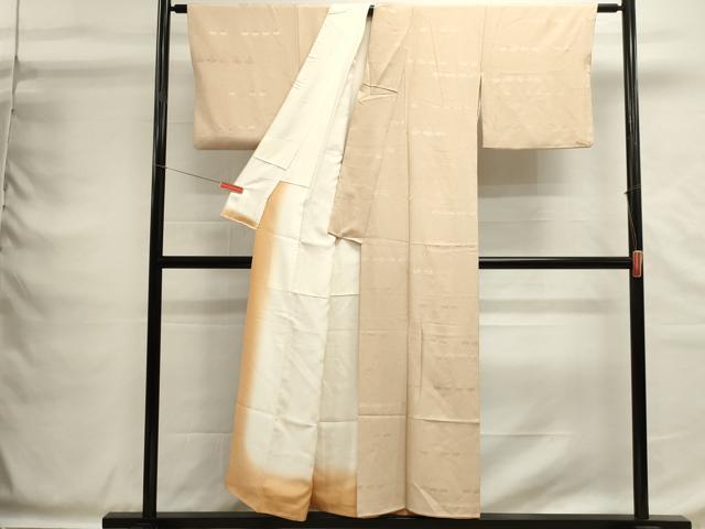 平和屋着物■上質な色無地 扇面地紋 肌色 正絹 逸品 DABG6862cd