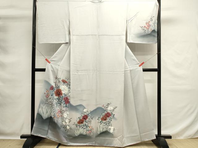 平和屋着物■訪問着 手描き 草花文 暈し染め 正絹 逸品 DABG6887cd