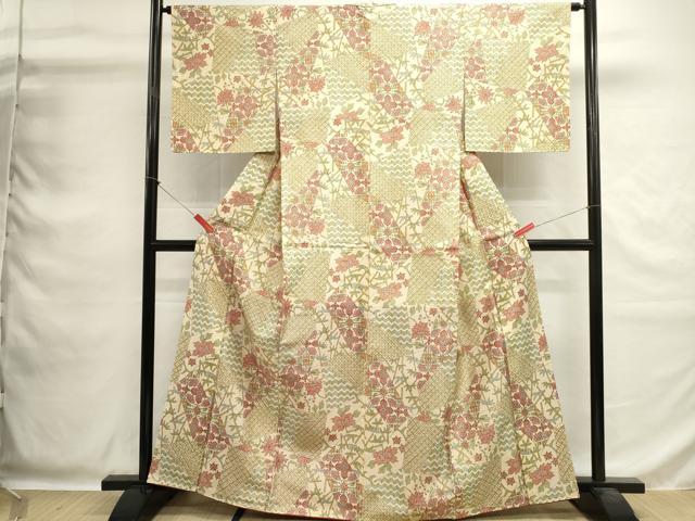 平和屋着物■本場染大島紬 切嵌花文 正絹 逸品 DABG6896cd