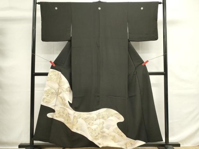 平和屋着物■豪華黒留袖 駒刺繍 荒波文 銀彩 正絹 逸品 DABG6933cd