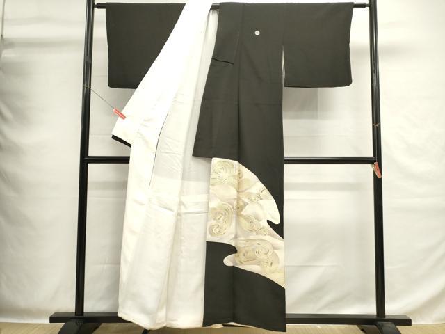 平和屋着物■豪華黒留袖 駒刺繍 荒波文 銀彩 正絹 逸品 DABG6933cd