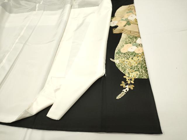 平和屋着物■豪華黒留袖 駒刺繍 万寿染 渡橋花文 暈し染め 金銀彩 正絹 逸品 DABG6934cd