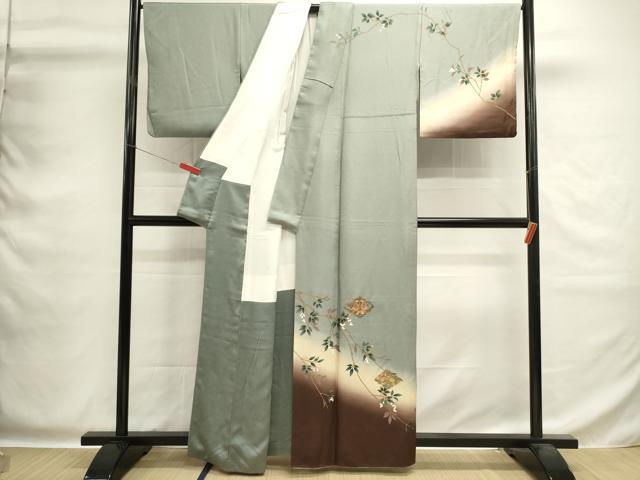 平和屋着物■訪問着 刺繍 向かい鳥花文 暈し染め 金彩 正絹 逸品 DABG6958cd