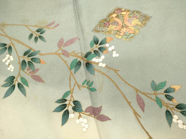 平和屋着物■訪問着 刺繍 向かい鳥花文 暈し染め 金彩 正絹 逸品 DABG6958cd