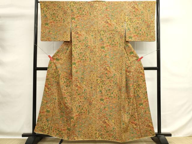 平和屋着物■上質な小紋 更紗花文 正絹 逸品 DABG6968cd
