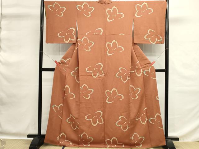 平和屋着物■上質な小紋 舞桜文 鬼しぼ縮緬 正絹 逸品 DABG6969cd