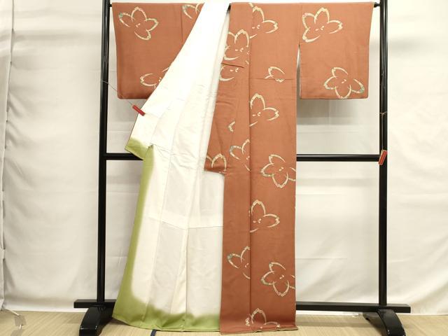 平和屋着物■上質な小紋 舞桜文 鬼しぼ縮緬 正絹 逸品 DABG6969cd