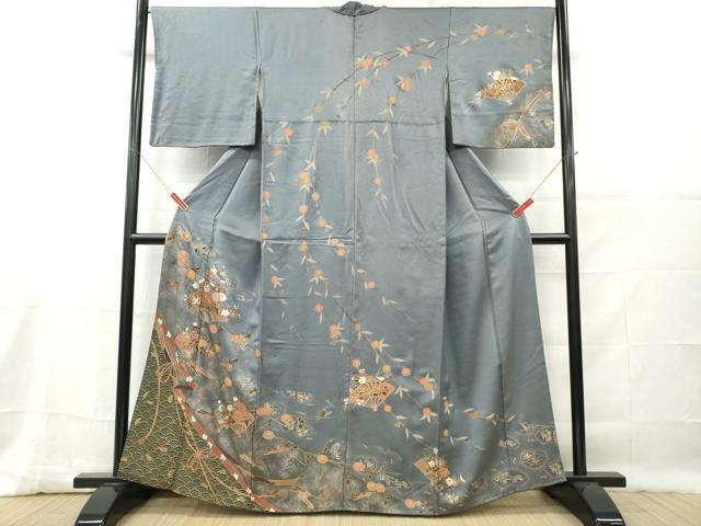 平和屋着物■訪問着 扇面草花文 金彩 正絹 逸品 DABG7035zy
