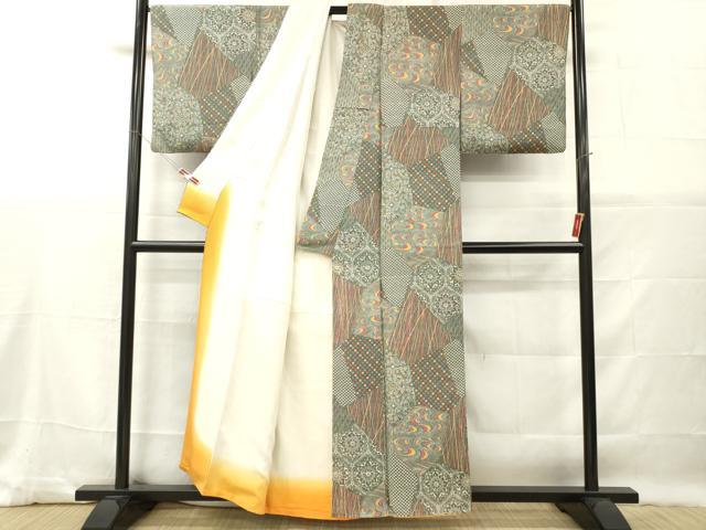平和屋着物■上質な小紋 切嵌め草花 正絹 逸品 DABG7050zy