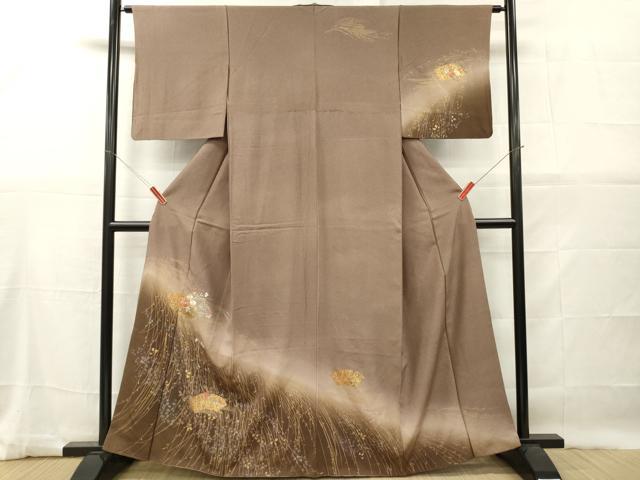 平和屋着物■訪問着 刺繍 地紙草花文 暈し染め 金銀彩 正絹 逸品 DABG7053zy