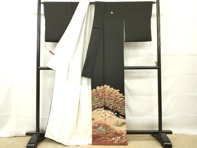 平和屋着物■豪華黒袖 作家物 鴛鴦樹林文 暈し染め 金彩 正絹 逸品 DABG7063zy