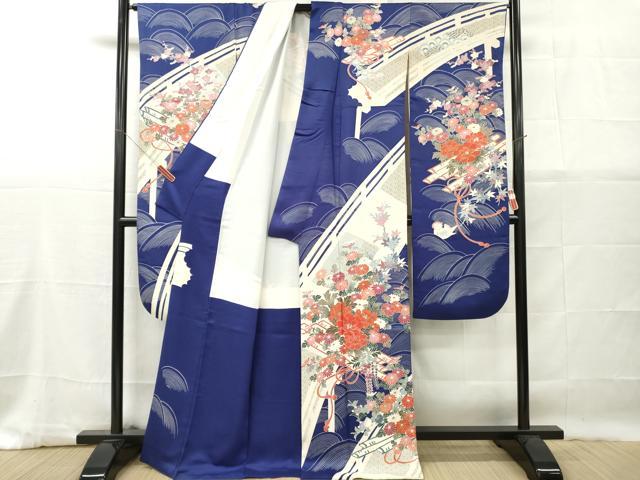 平和屋着物■豪華振袖 刺繍 渡橋花筏文 金彩 正絹 逸品 DABG7071zy