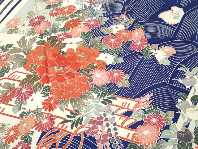 平和屋着物■豪華振袖 刺繍 渡橋花筏文 金彩 正絹 逸品 DABG7071zy