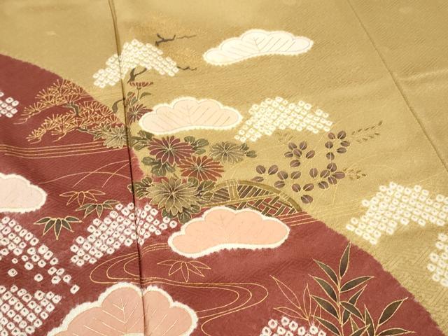 平和屋着物■訪問着 絞り 籬花松文 松竹梅 金彩 そごう扱い 正絹 逸品 DABG7096zy