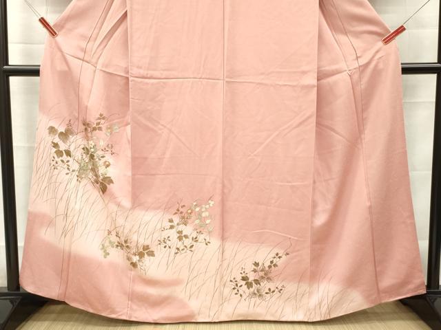 平和屋着物■訪問着 手描き 刺繍 草花文 暈し染め 金彩 正絹 逸品 DABG7123zy