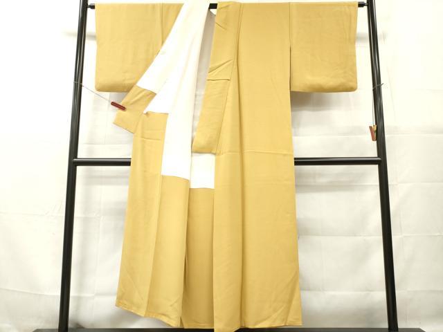 平和屋着物■上質な色無地 鹿の子地紋 花葉色 正絹 逸品 DABG7135zy