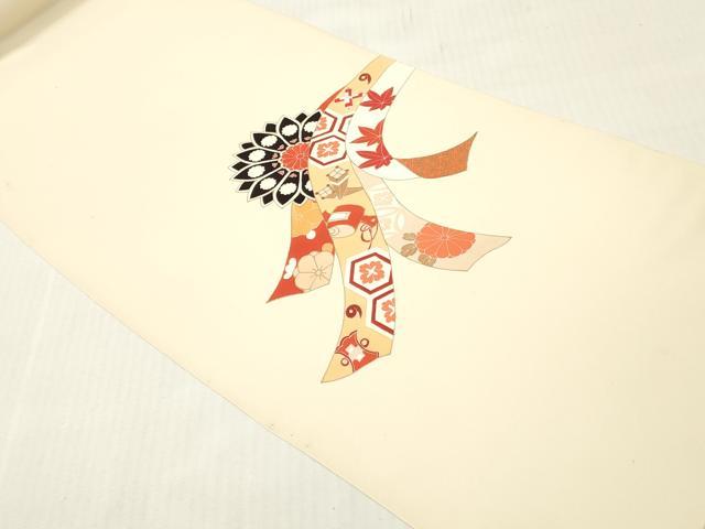 平和屋着物▼付下げ 反物 着尺 駒刺繍 束ね熨斗吉祥花文 金彩 そごう扱い 逸品 未使用 DABG7209zy