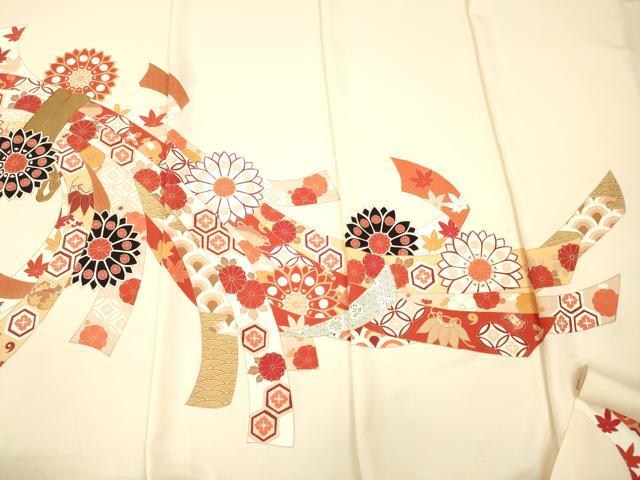 平和屋着物▼付下げ 反物 着尺 駒刺繍 束ね熨斗吉祥花文 金彩 そごう扱い 逸品 未使用 DABG7209zy