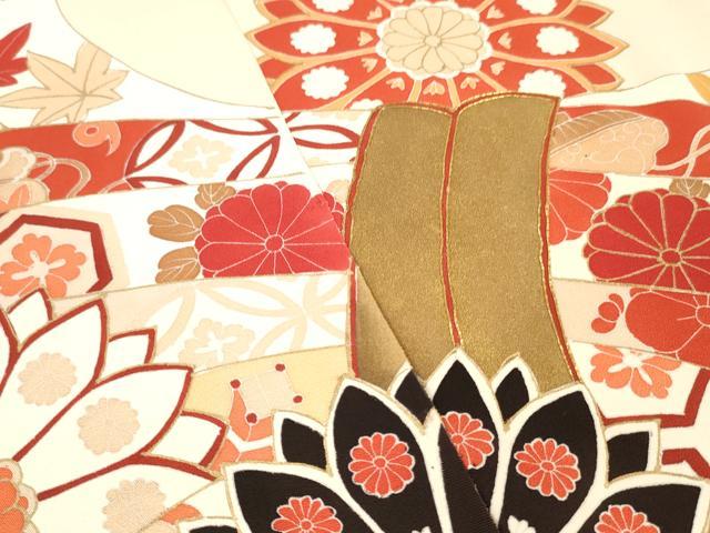 平和屋着物▼付下げ 反物 着尺 駒刺繍 束ね熨斗吉祥花文 金彩 そごう扱い 逸品 未使用 DABG7209zy
