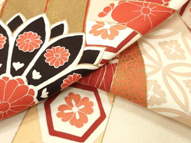 平和屋着物▼付下げ 反物 着尺 駒刺繍 束ね熨斗吉祥花文 金彩 そごう扱い 逸品 未使用 DABG7209zy