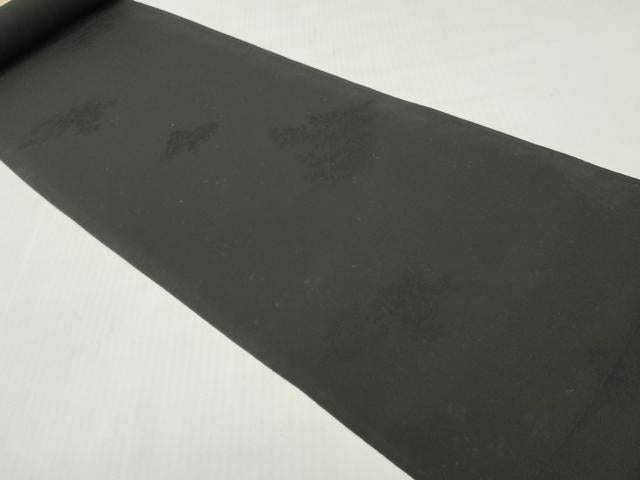 平和屋着物▼羽織・コート 反物 羽尺 横段草花文 黒地 金彩 逸品 未使用 DABG7235zy