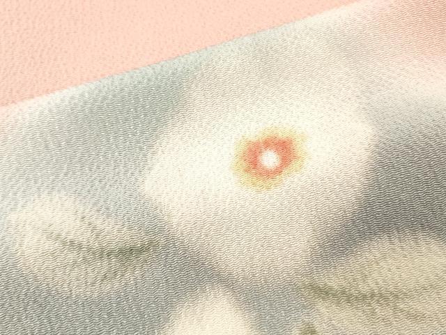 平和屋着物▼名古屋帯 帯反物 椿 暈し染め 鬼しぼ縮緬 逸品 未使用 DABG7245zy