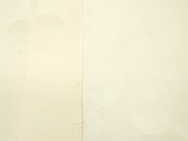 平和屋着物▼白生地 解き反物 着尺 寿光織 舞反地紋 生成り色 逸品 DABG7271zy
