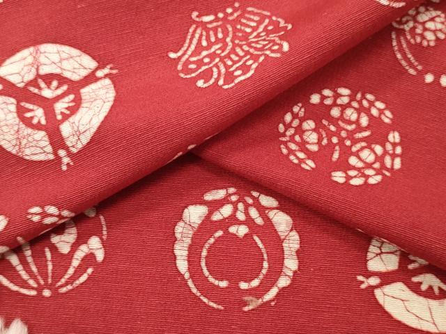 平和屋着物▼小紋 反物 着尺 一珍染 花蝶丸文 逸品 未使用 DABG7389zy
