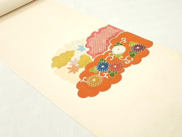 平和屋着物▼付下げ 反物 着尺 刺繍 絞り 雪輪草花文 金彩 逸品 未使用 DABG7460zy