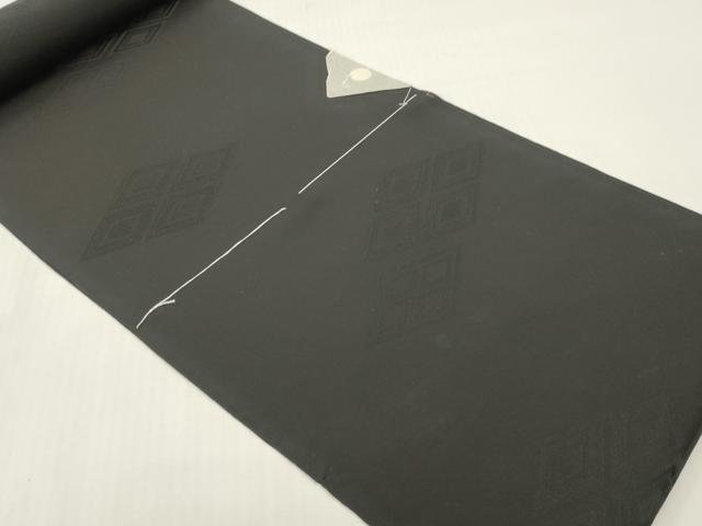 平和屋着物▼羽織・コート 黒生地 反物 羽尺 菱地紋 逸品 未使用 DABG7470zy