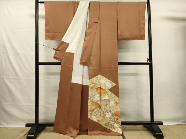 平和屋着物■豪華色留袖 駒刺繍 扇面花文 金彩 正絹 逸品 DABG7526ya