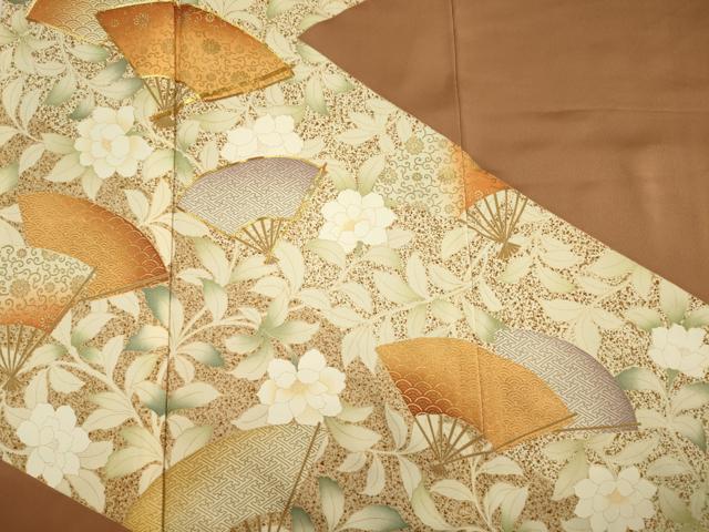 平和屋着物■豪華色留袖 駒刺繍 扇面花文 金彩 正絹 逸品 DABG7526ya