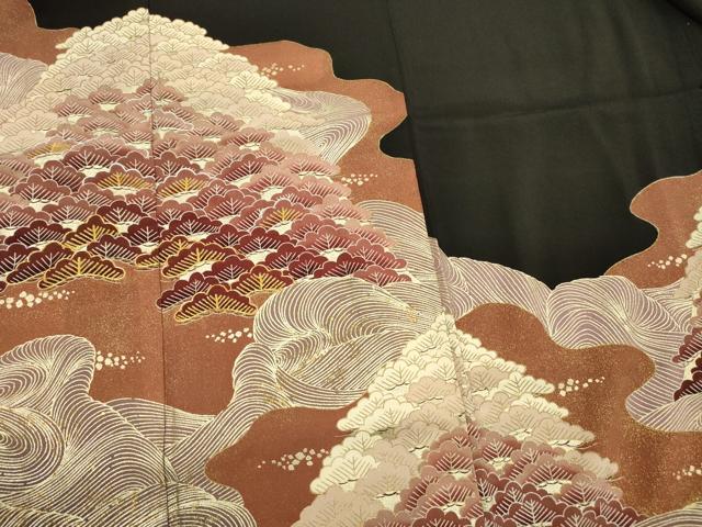 平和屋着物■豪華黒留袖 駒刺繍 風景松文 金銀彩 正絹 逸品 DABG7527ya