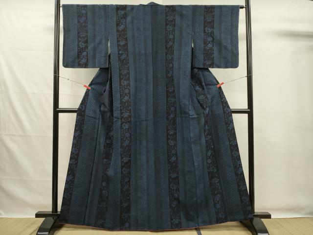 平和屋着物■上質な紬 更紗花間道 正絹 逸品 DABG7535ya