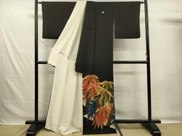 平和屋着物■豪華黒留袖 駒刺繍 笹竹文 金彩 正絹 逸品 DABG7547ya