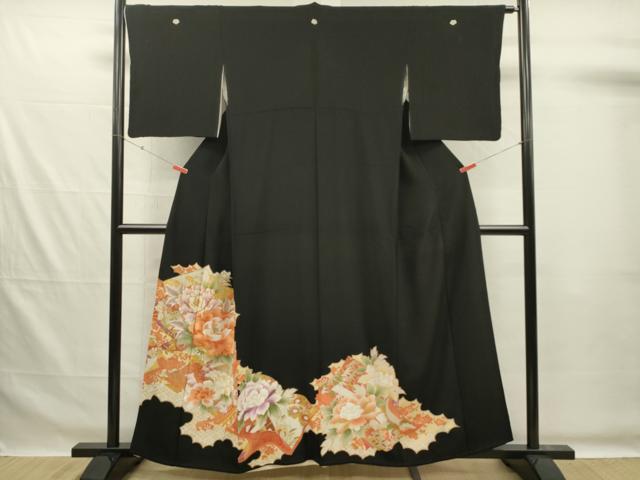 平和屋着物■豪華黒留袖 駒刺繍 牡丹 金彩 正絹 逸品 DABG7549ya