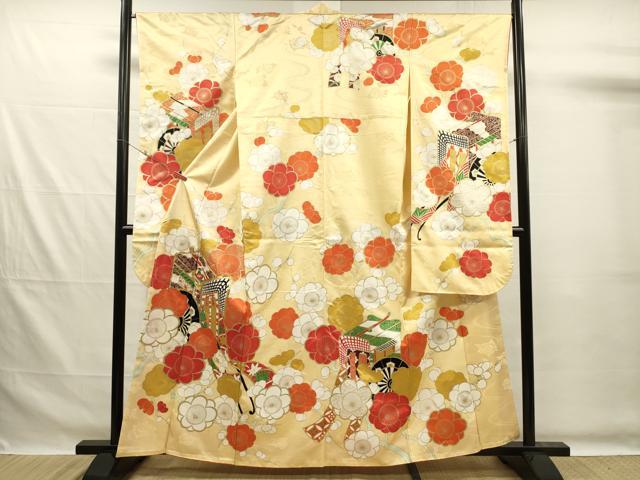 平和屋着物■豪華振袖 駒刺繍 御所車花文 金彩 正絹 逸品 DABG7550ya