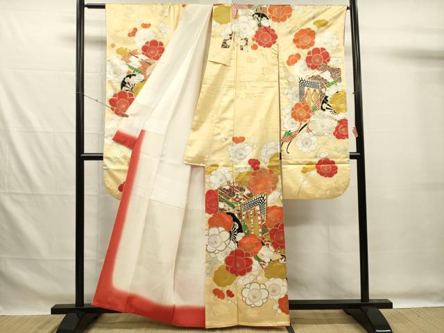 平和屋着物■豪華振袖 駒刺繍 御所車花文 金彩 正絹 逸品 DABG7550ya