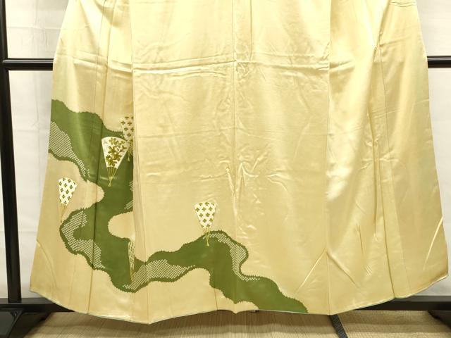 平和屋着物■訪問着 刺繍 扇面花文 鹿の子 正絹 逸品 DABG7558ya