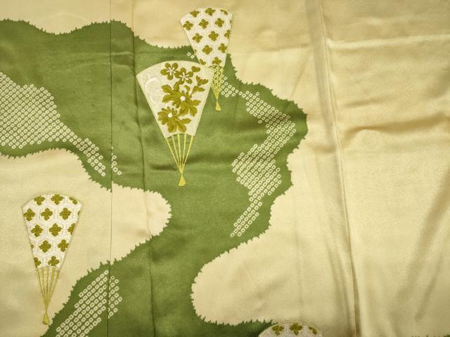 平和屋着物■訪問着 刺繍 扇面花文 鹿の子 正絹 逸品 DABG7558ya
