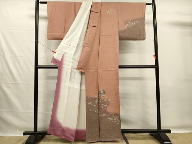 平和屋着物■訪問着 陶器花文 暈し染め 金彩 正絹 逸品 DABG7560ya