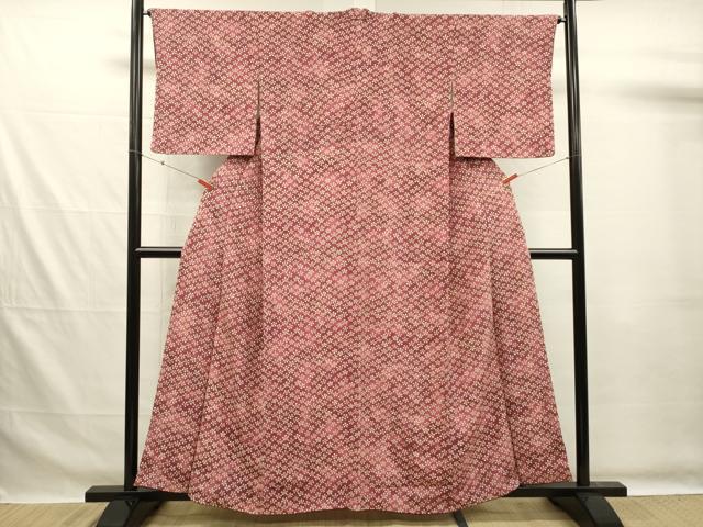 平和屋着物■上質な小紋 梅鉢 暈し染め 鬼しぼ縮緬 三越扱い 正絹 逸品 DABG7567ya