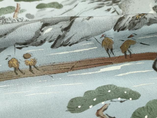 平和屋着物■男性 長襦袢 袷 手描き 人物風景文 暈し染め 金彩 正絹 逸品 DABG7572ya